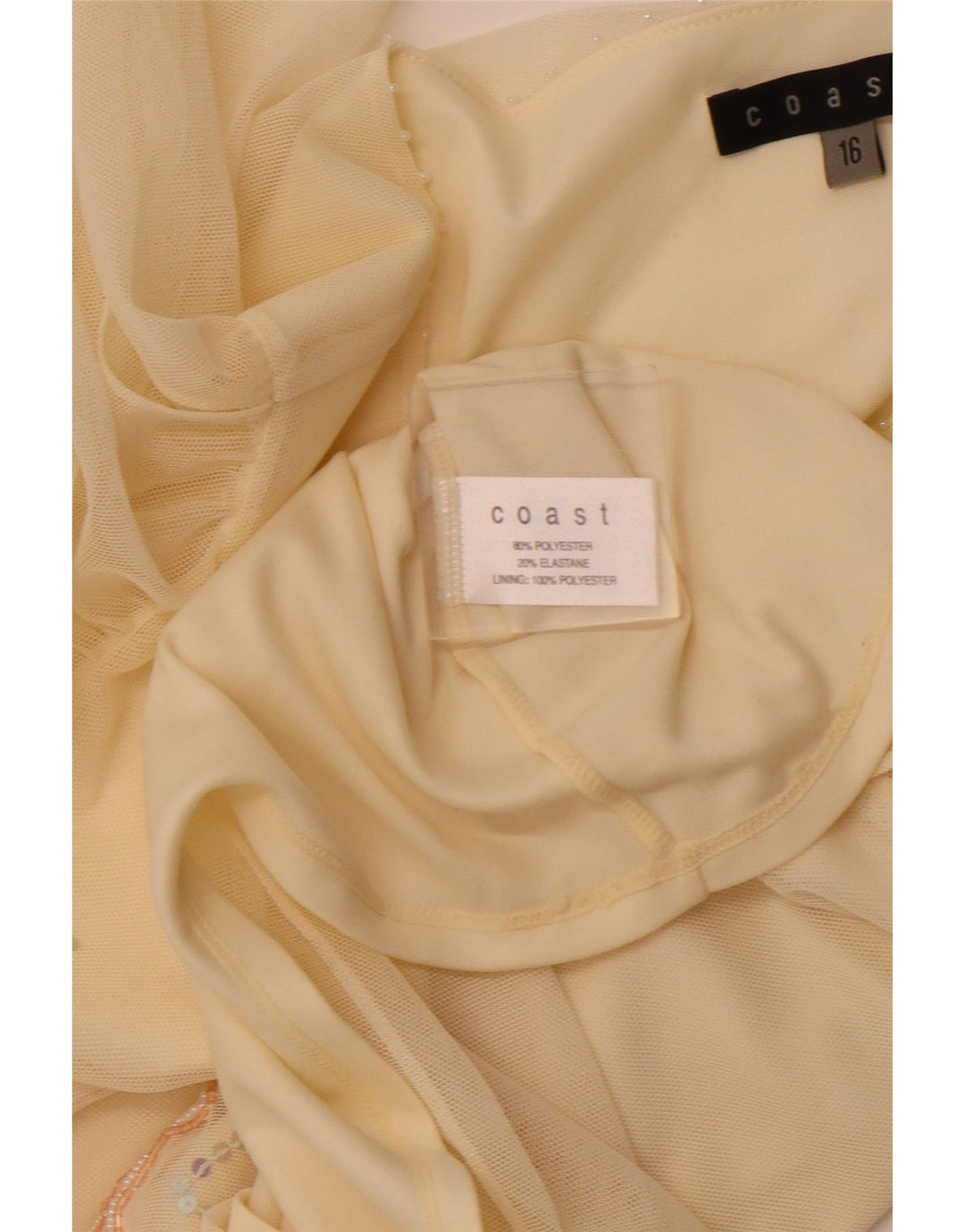 COAST Blusa transparente para mujer Top UK 46 Poliéster amarillo grande