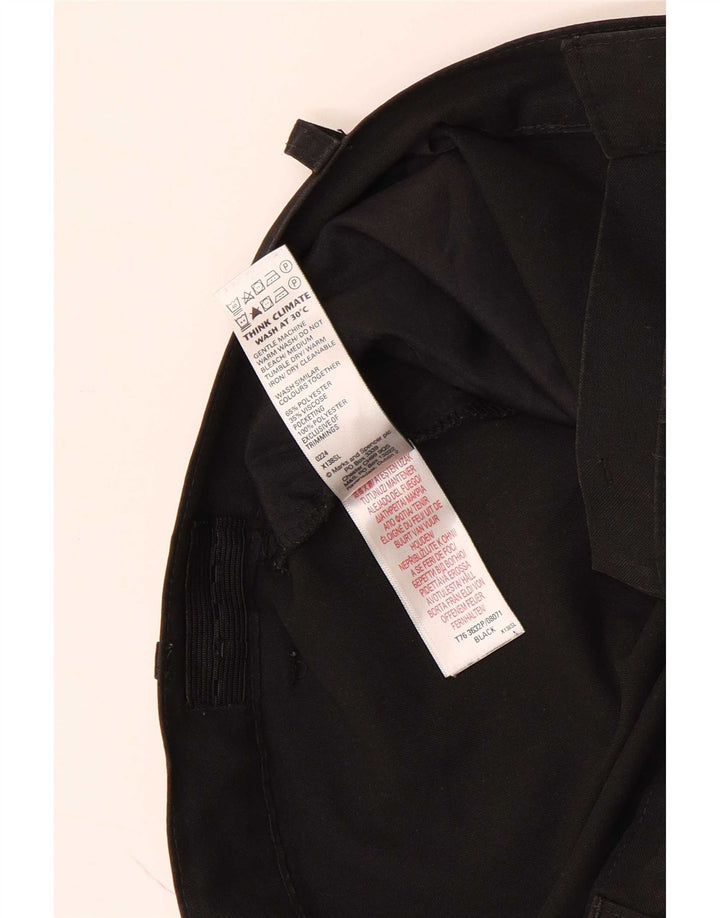Marks & Spencer Pantalones de traje ajustados para niños 15-16 años W34 L29 Poliéster negro