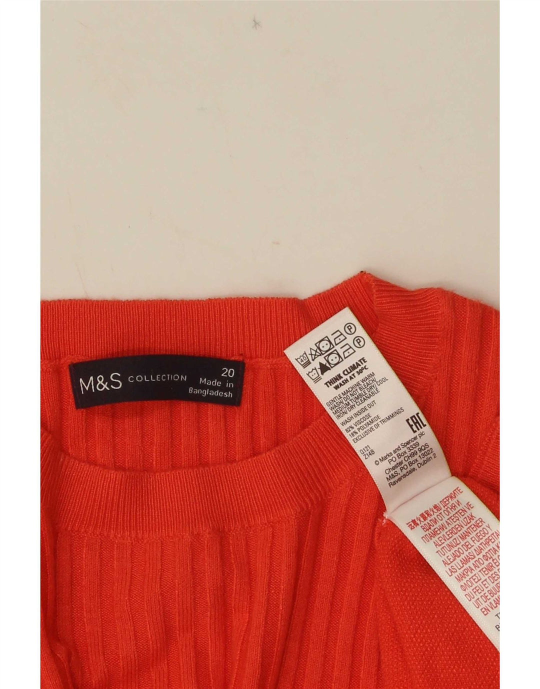 Marks & Spencer Blusa para Mujer Top UK 20 2XL Viscosa Naranja