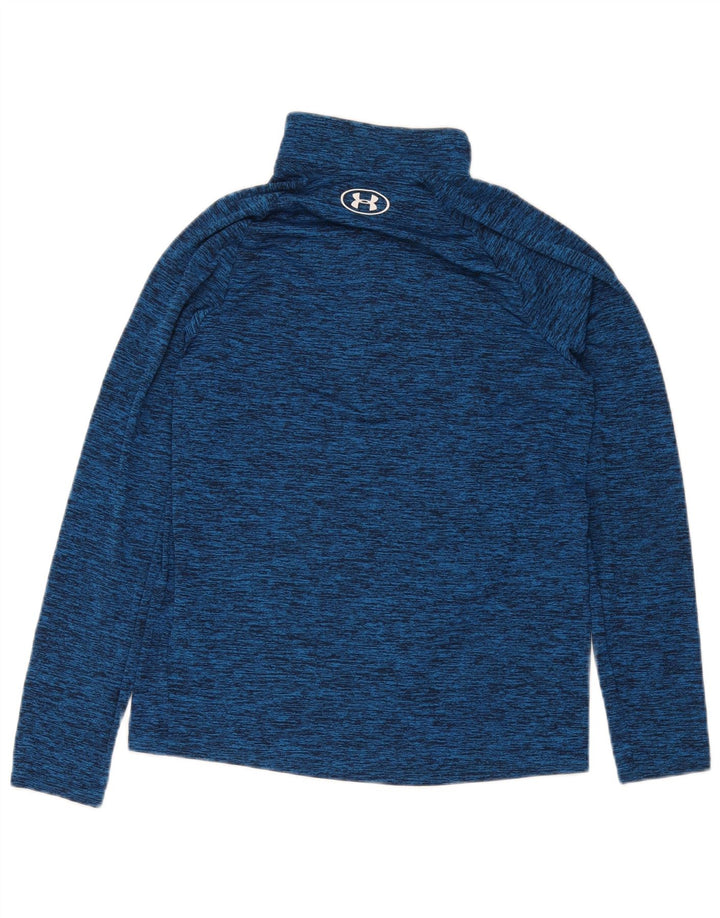 Under Armour Sudadera con cremallera y cuello para hombre, parte superior de chándal con moteado azul pequeño