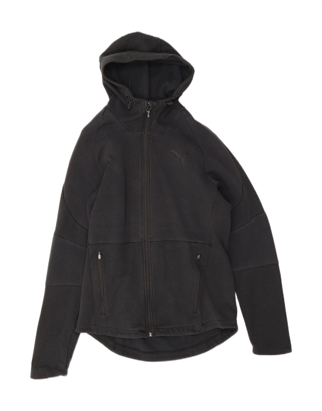 Puma Sudadera con capucha y cremallera para hombre, talla grande, algodón negro