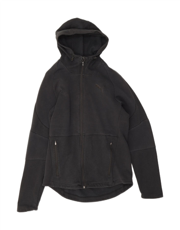 Puma Sudadera con capucha y cremallera para hombre, talla grande, algodón negro