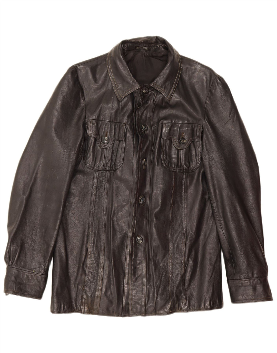 Vintage hombres chaqueta de cuero Reino Unido 36 pequeño negro