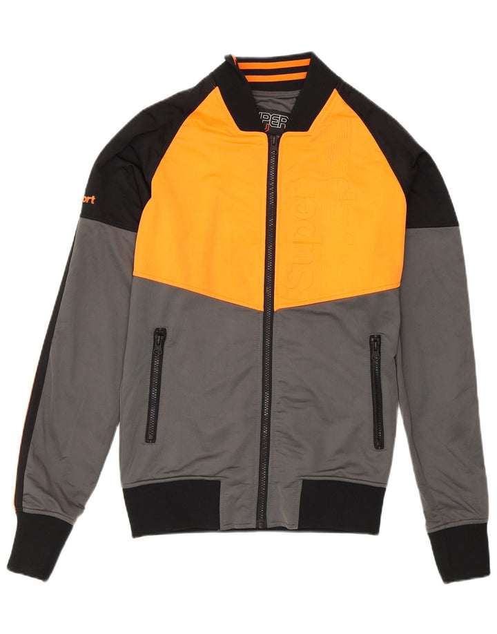Superdry Hombre Chándal Top Chaqueta Pequeña Gris Colorblock Poliéster