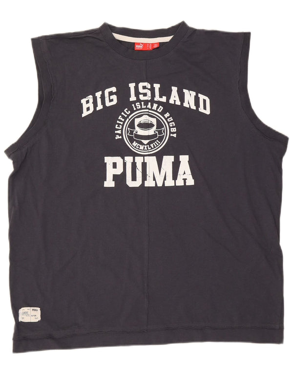 Puma Hombre Gráfico Chaleco Top 2XL Azul Marino Algodón