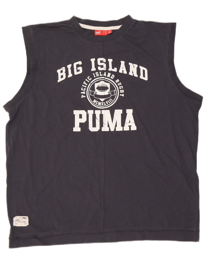Puma Hombre Gráfico Chaleco Top 2XL Azul Marino Algodón