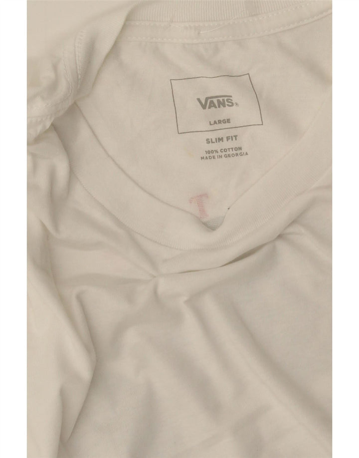VANS Camiseta ajustada con gráfico para hombre, talla grande, color blanco