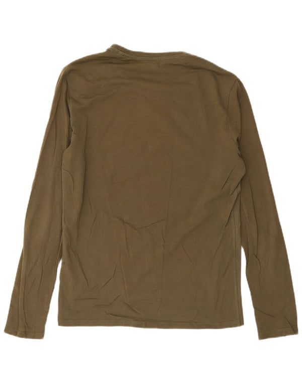 Guess Hombre Slim Fit Graphic Top Manga Larga XS Algodón Caqui
