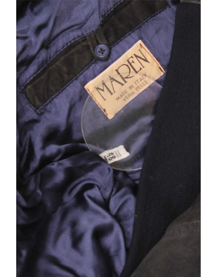 Chaqueta bomber de ante Maren para hombre IT 48 Cuero azul marino mediano