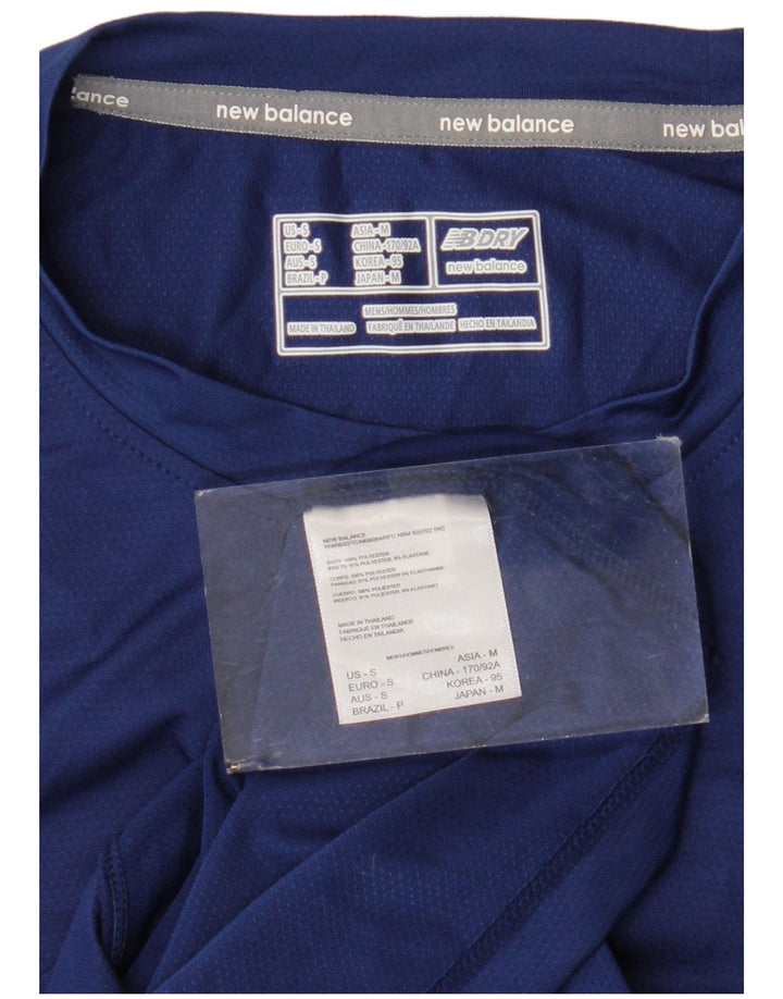 New Balance Hombre Camiseta Top Small Azul Marino Poliéster