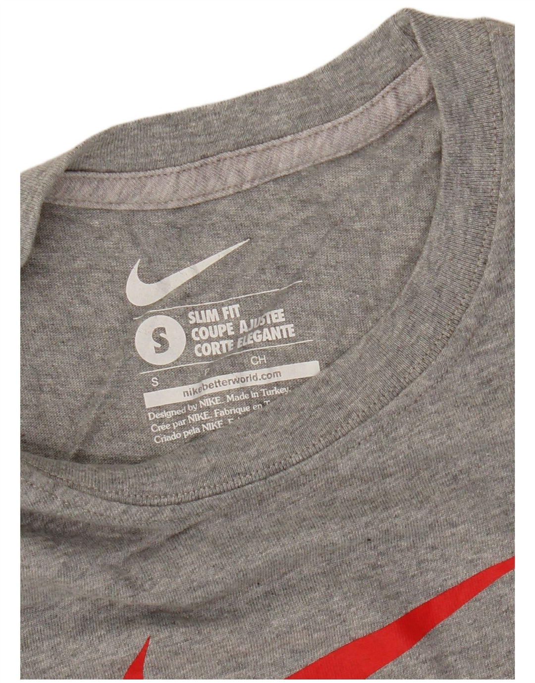 Nike Camiseta ajustada con gráfico para hombre, talla pequeña, gris moteado