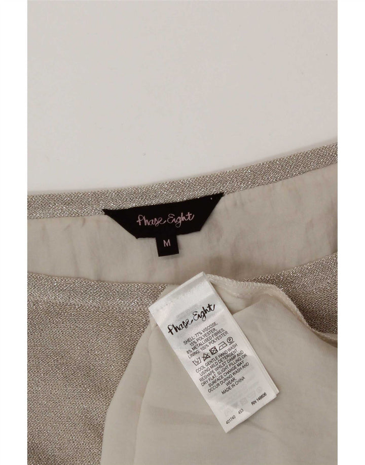 Phase Eight Blusa extragrande para mujer UK 44 Viscosa plateada mediana