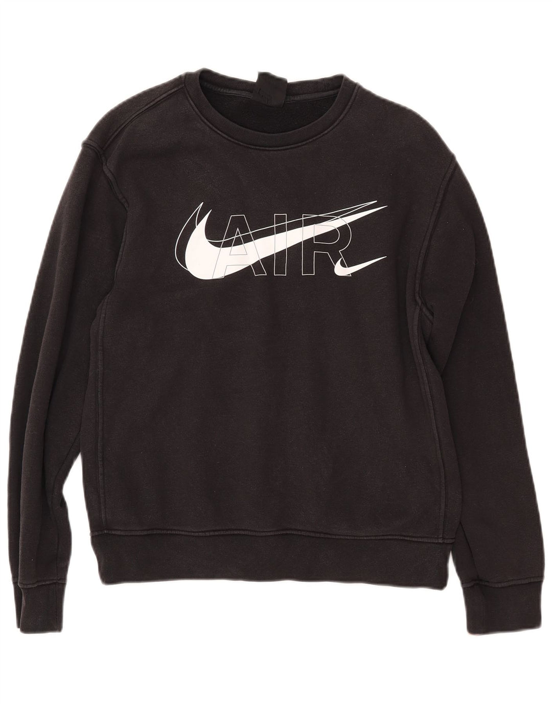 NIKE Sudadera con gráfico extragrande para mujer UK 10 Small Black Cotton