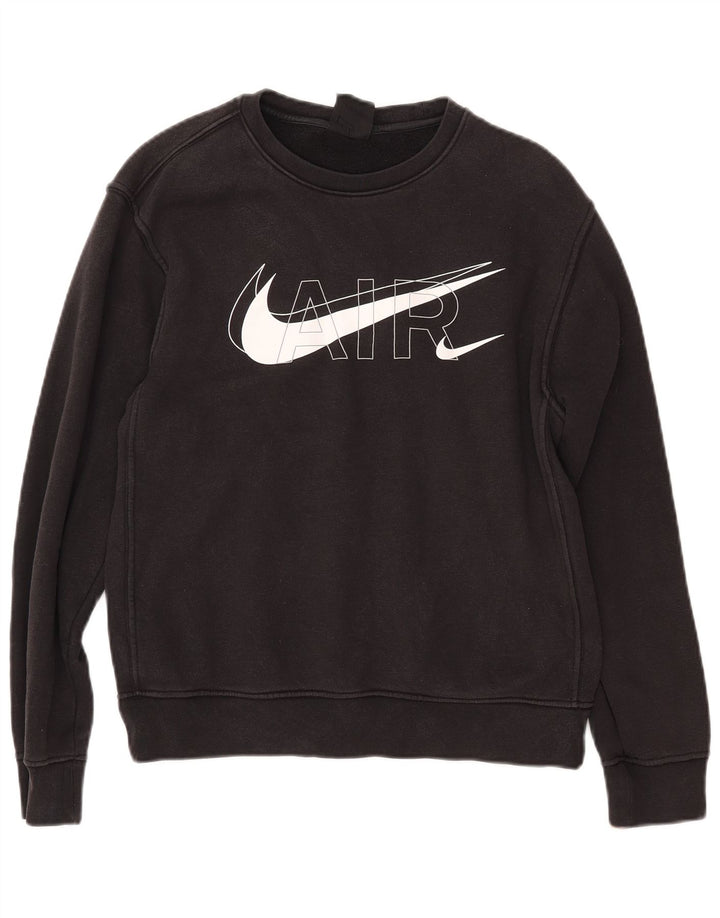 NIKE Sudadera con gráfico extragrande para mujer UK 10 Small Black Cotton