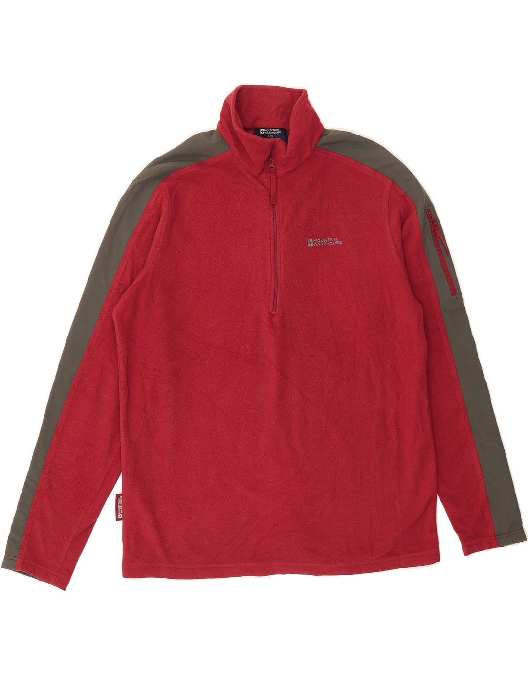 MOUNTAIN WAREHOUSE Mens Zip Neck Fleece Jumper Large Red Colourblock Vintage Mountain Warehouse and Second-Hand Mountain Warehouse from Messina Hembry 