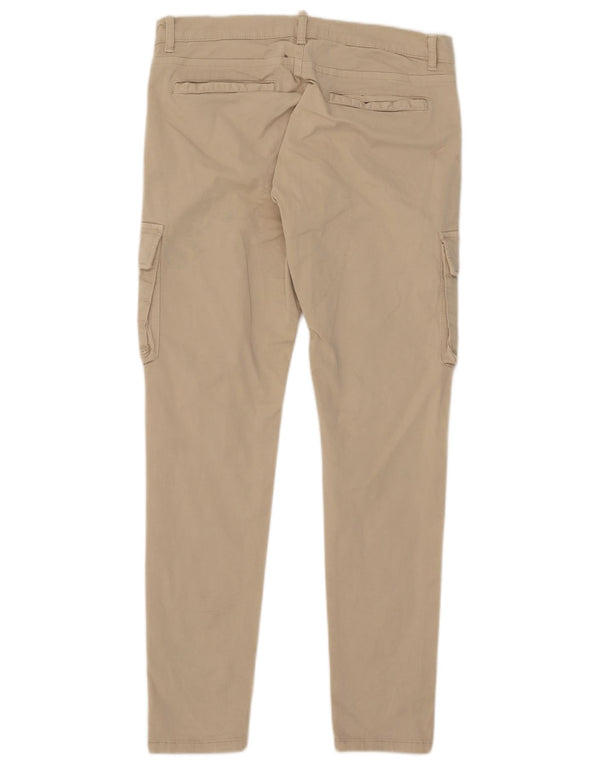 Zara Mens Slim Cargo Pantalones EU 42 Large W32 L31 Algodón Beige