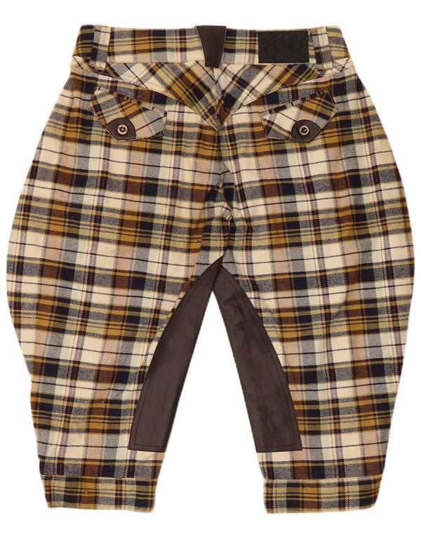 Vintage mujer Capri pantalones de montar IT 42 Medio W32 L19 Beige Plaid
