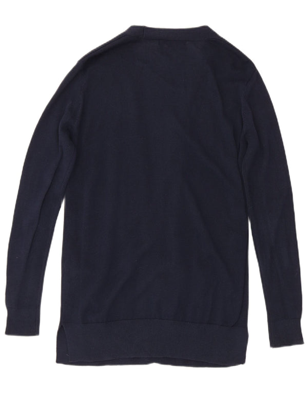 Marks & Spencer Suéter tipo cárdigan largo para mujer UK 10 Small Azul marino