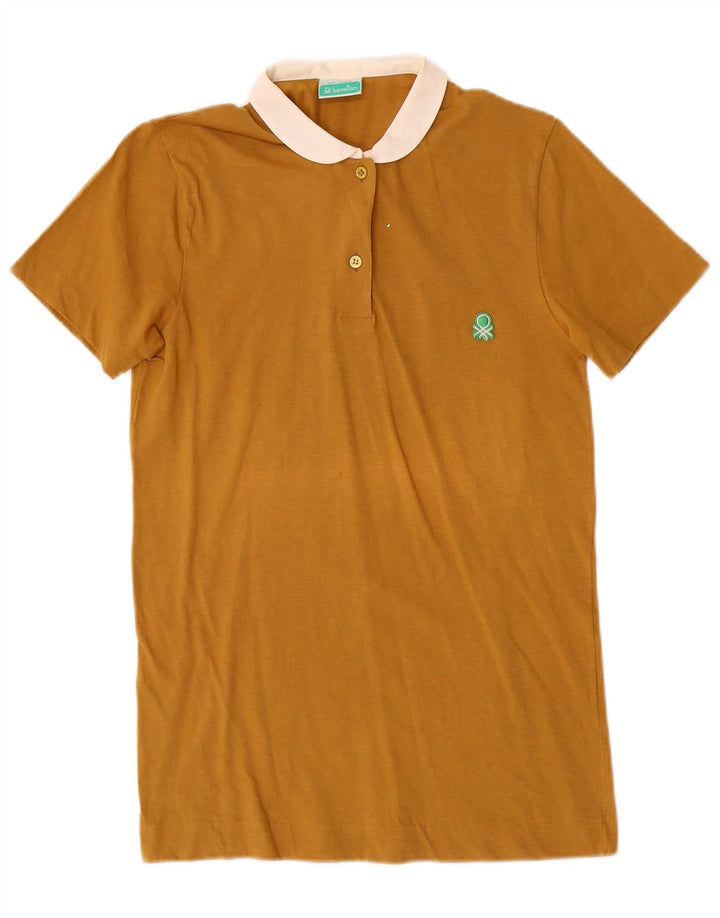 BENETTON Polo para mujer UK 6 XS Algodón color block marrón