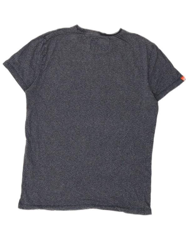 Superdry Camiseta para hombre Top Large de algodón moteado en azul marino