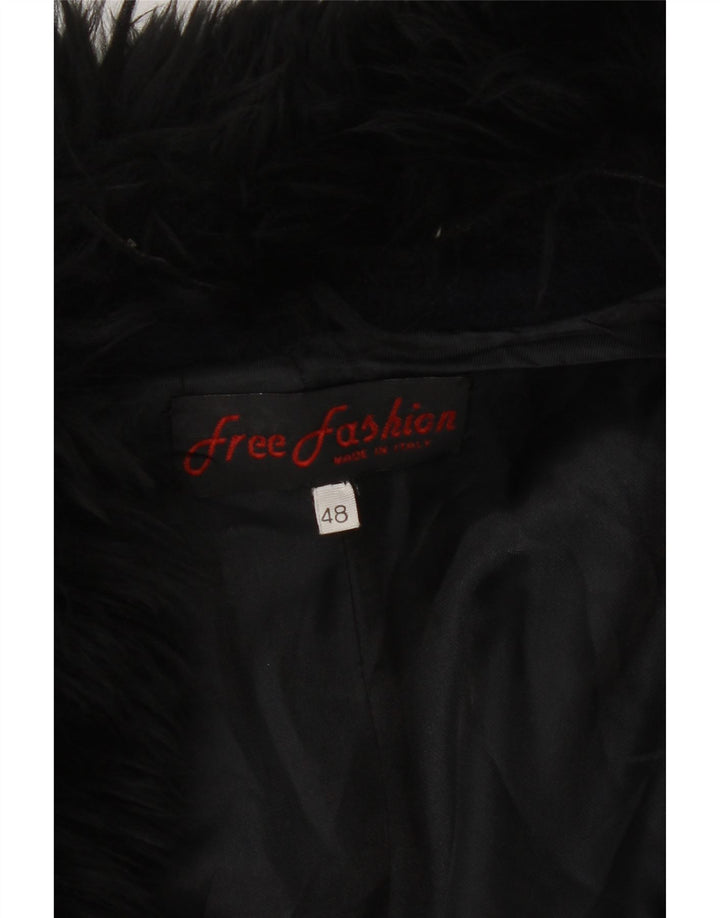 Abrigo vintage de mujer de doble botonadura IT 48 XL Lana azul marino