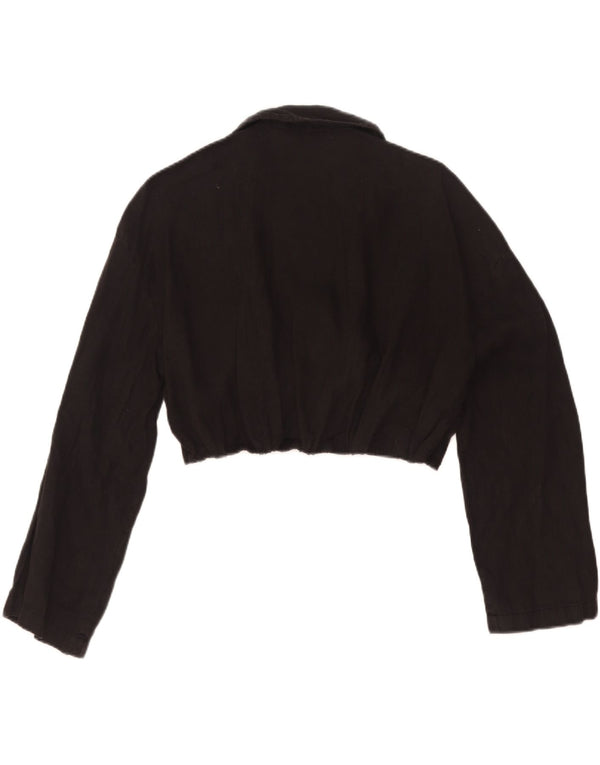 Zara Mujer Crop Wrap Shirt Blusa UK 42 Medium Negro