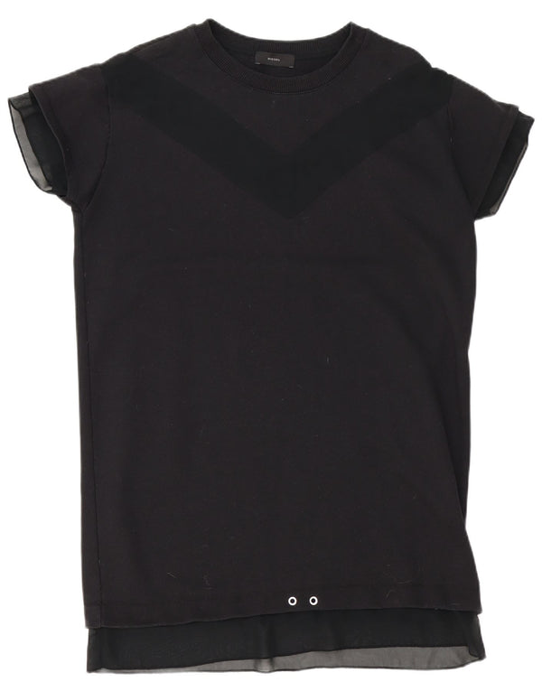 Diesel Vestido Camiseta Extragrande para Mujer UK 10 Small Algodón Negro