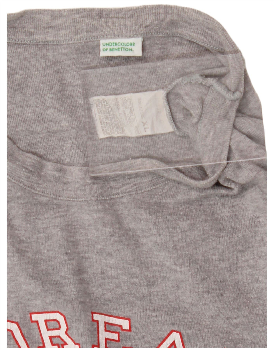 BENETTON Mens Graphic T-Shirt Top XL Grey Cotton