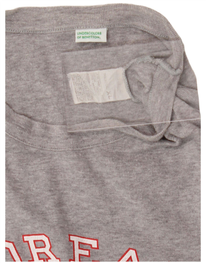 BENETTON Mens Graphic T-Shirt Top XL Grey Cotton