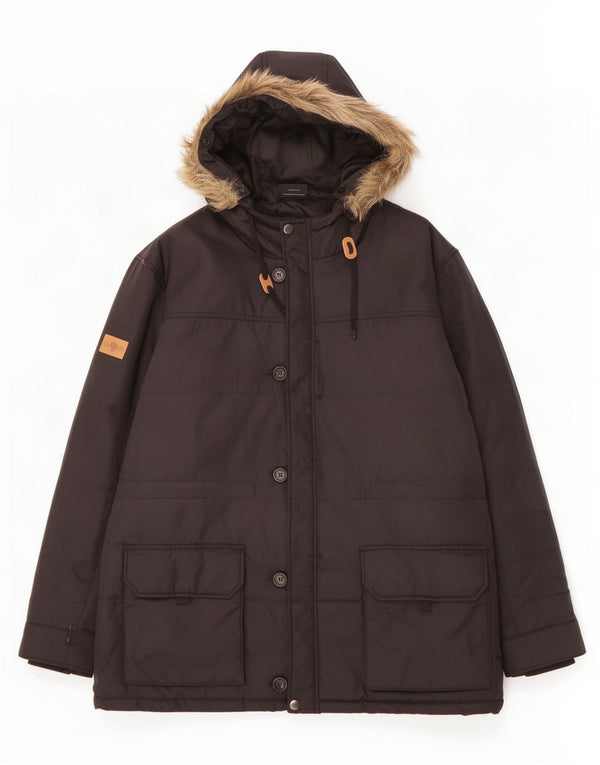 Guinness Abrigo acolchado con capucha para hombre UK 46 3XL Poliamida negra