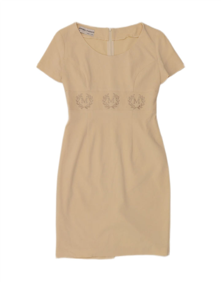 DANIELA MASSA Womens Graphic Sheath Dress IT 42 Medium Yellow Acrylic Vintage Daniela Massa and Second-Hand Daniela Massa from Messina Hembry 