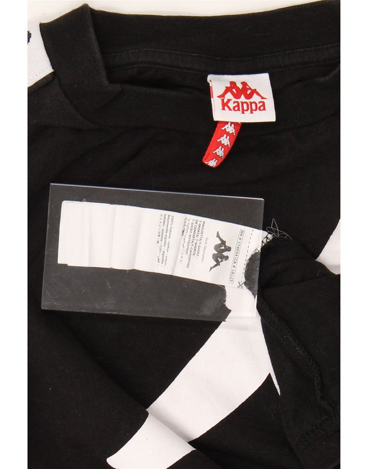 KAPPA Hombre Camiseta Gráfica Top Medium Negro Colorblock Algodón