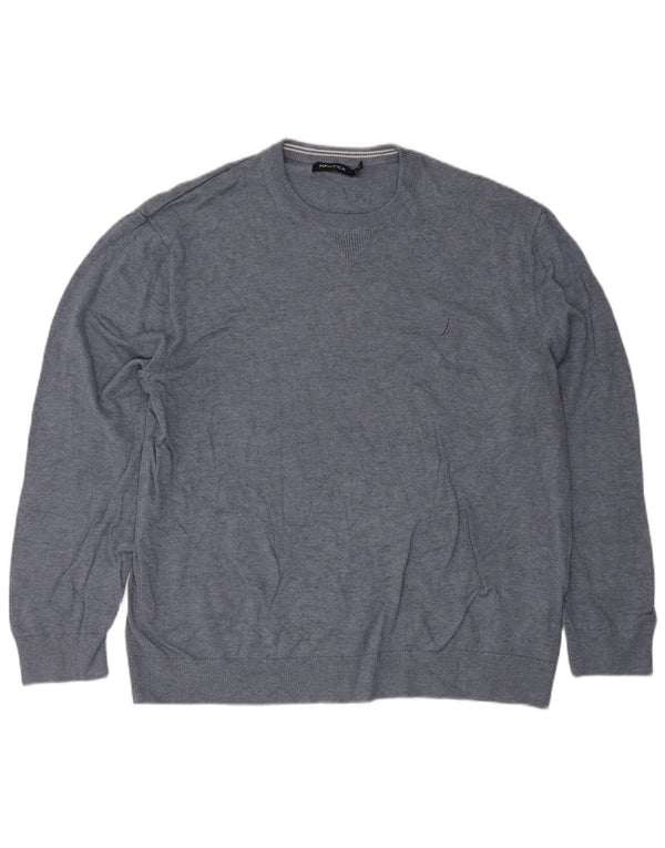 Nautica Jersey de cuello redondo para hombre, talla 2XL, algodón azul