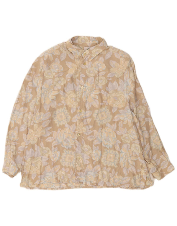 Camisa Colombus para mujer Reino Unido 44 Grande Beige Floral