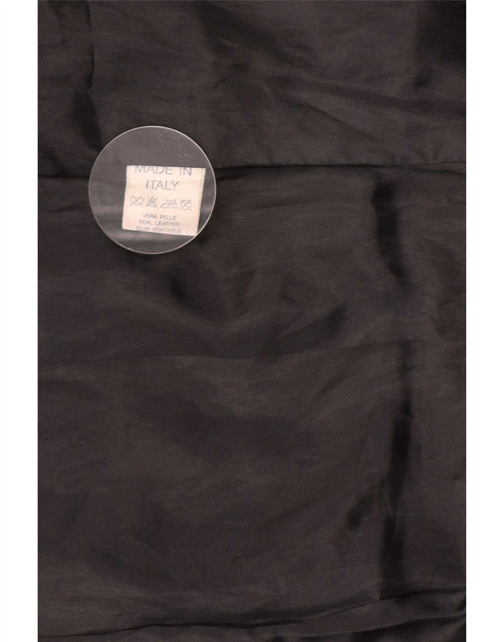 Vintage mujer cuero abrigo Reino Unido 14 medio negro