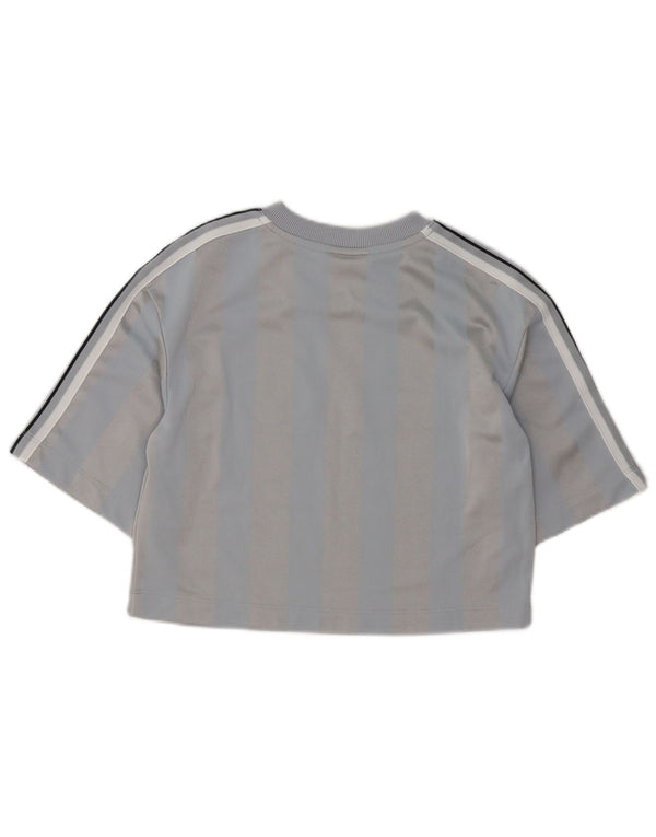 Nike Camiseta corta para mujer UK 10 Small Gris Rayas Poliéster