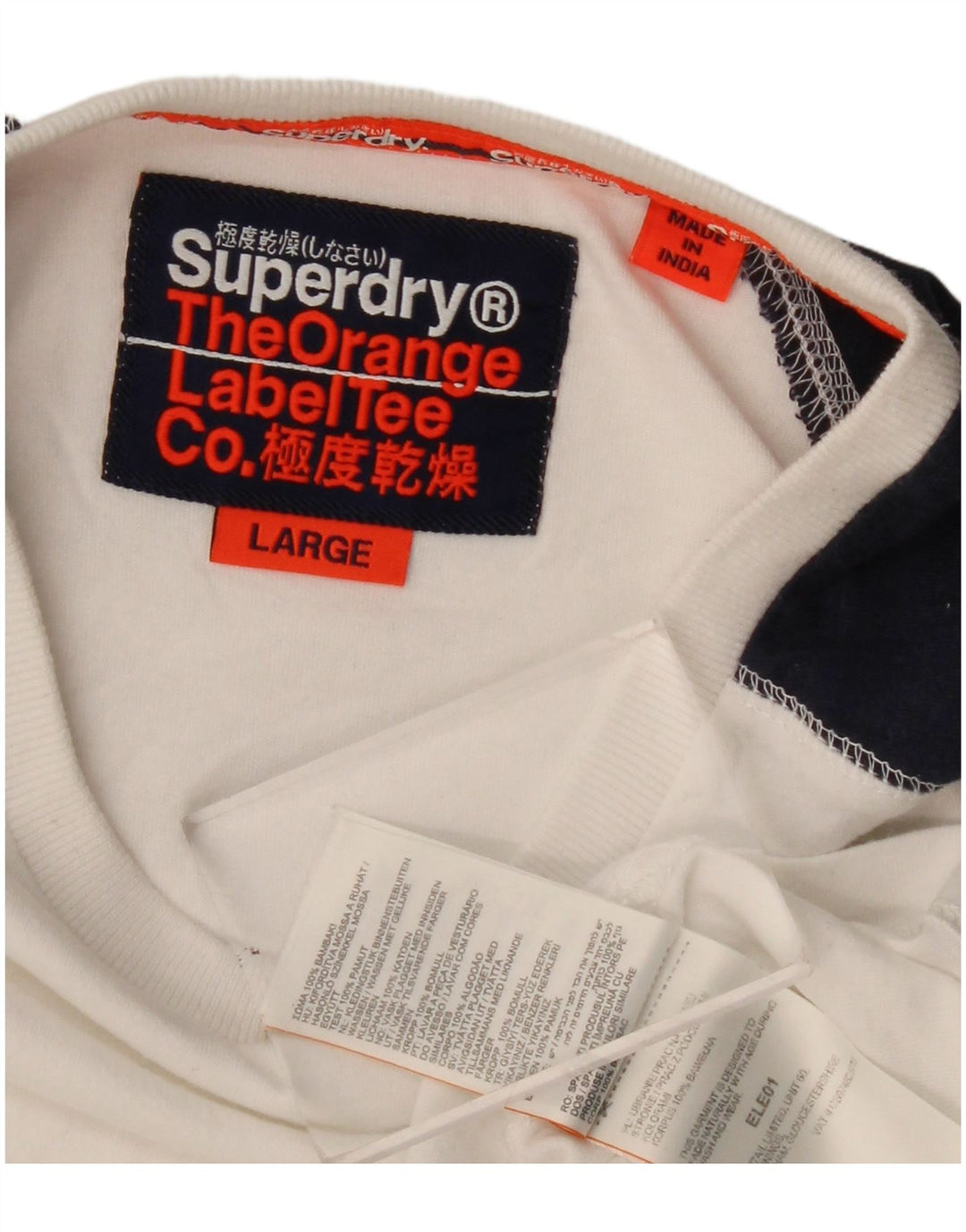 Superdry Hombre Top De Manga Larga De Algodón Color Block Blanco Grande