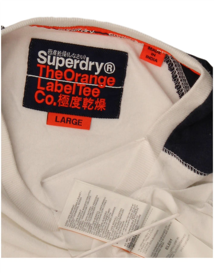 Superdry Hombre Top De Manga Larga De Algodón Color Block Blanco Grande