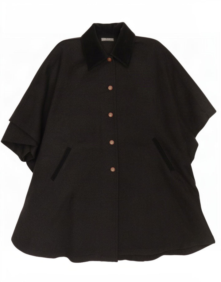 Abrigo Poncho Superior Para Mujer Talla Única Lana Color Block Gris