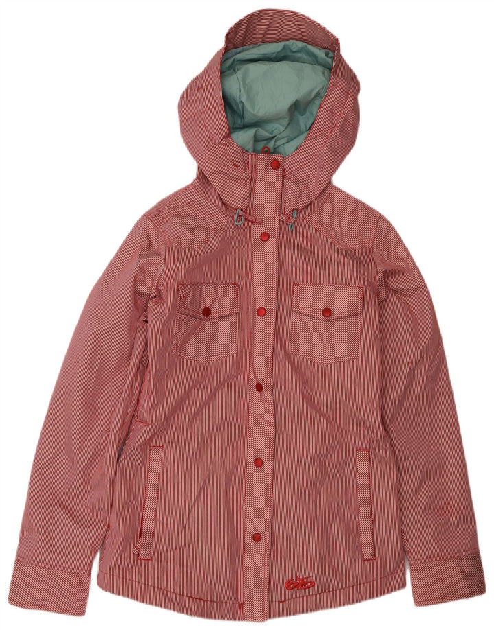 NIKE Chaqueta cortavientos con capucha para mujer UK 10 Small Red Pinstripe Poliéster