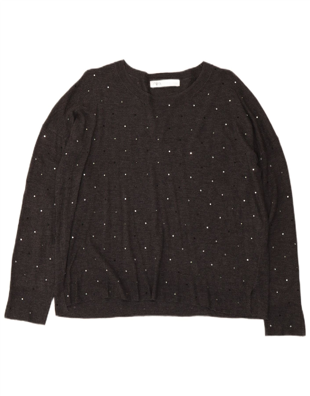 Zara - Jersey con cuello barco para mujer, talla 40, color gris medio