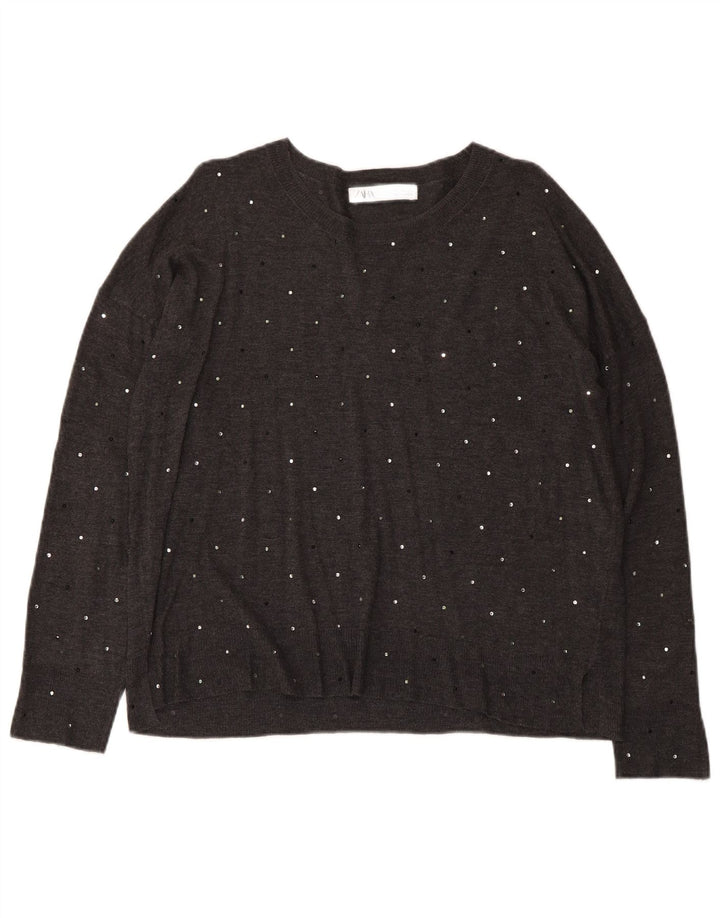 Zara - Jersey con cuello barco para mujer, talla 40, color gris medio