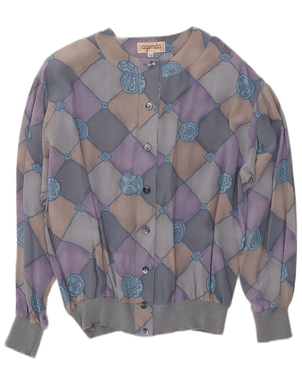 Blusa camisera de mujer AGENDA IT 42 Seda a cuadros azul medio