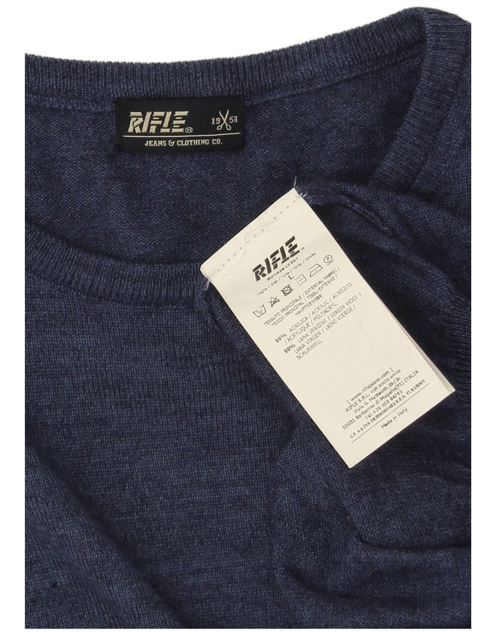 Rifle Jersey De Cuello Redondo Para Hombre Suéter Grande Azul Acrílico