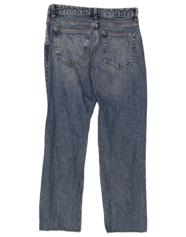 Topshop Jeans Rectos Cortos para Mujer UK 8 Small W26 L24 Algodón Azul