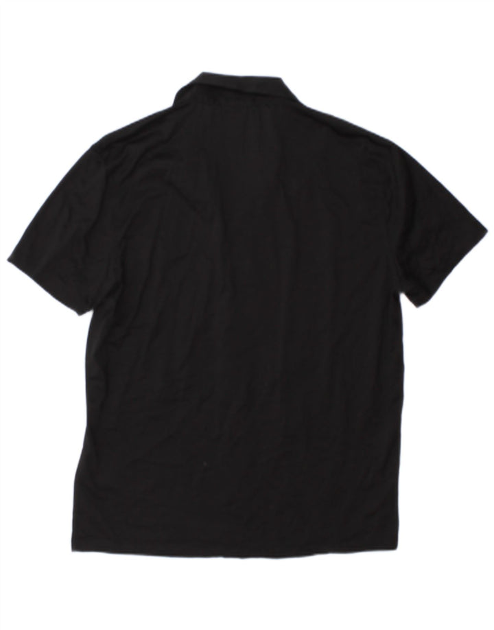 Reiss Camisa de manga corta para hombre, talla grande, algodón negro