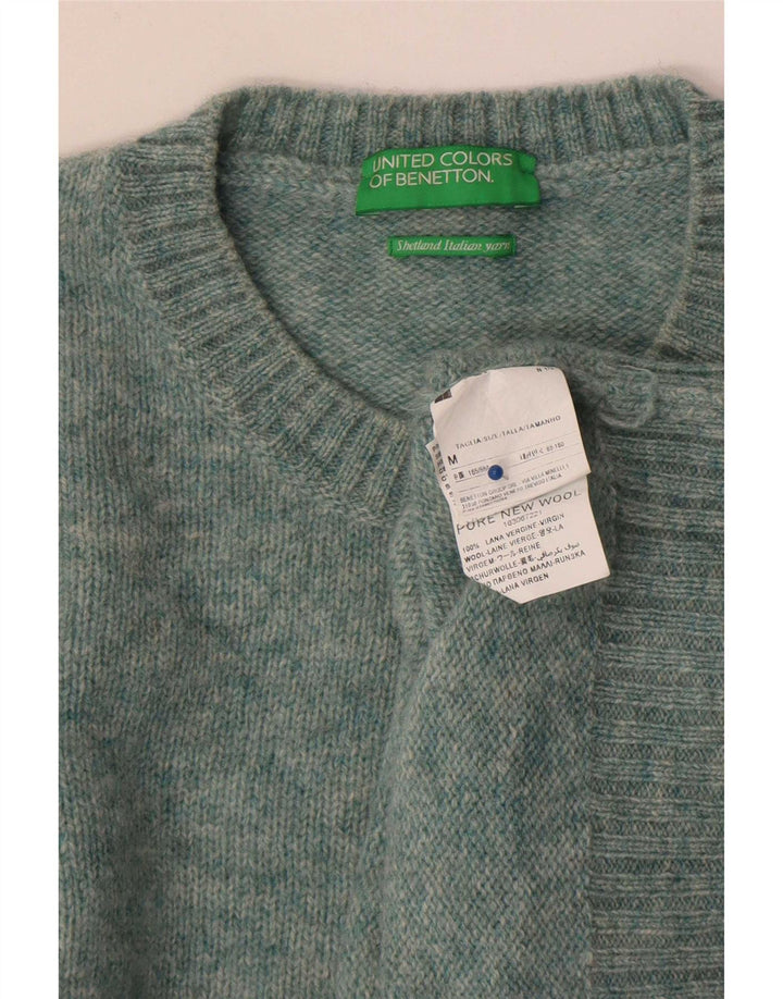 Benetton Jersey De Cuello Redondo Para Mujer UK 44 Lana Verde Medio