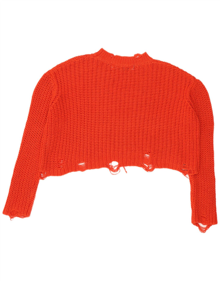 Zara Mujer Crop Oversize Cuello Alto Jersey Jersey UK 10 Small Naranja