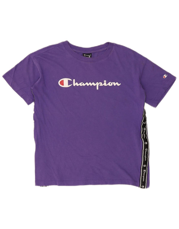 CHAMPION Camiseta gráfica para hombre Top pequeño de algodón con bloques de color morado