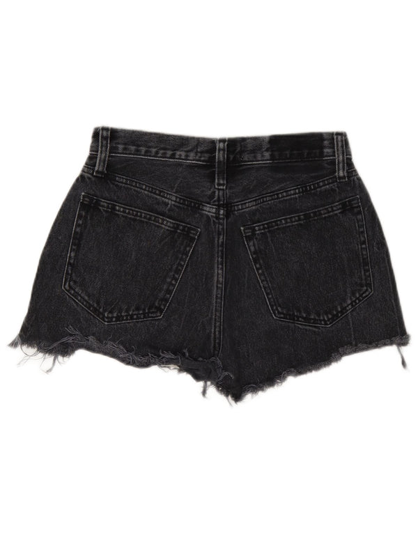 Abercrombie & Fitch Pantalones cortos vaqueros curvos de talle medio para mujer US 00 2XS W24 Negro